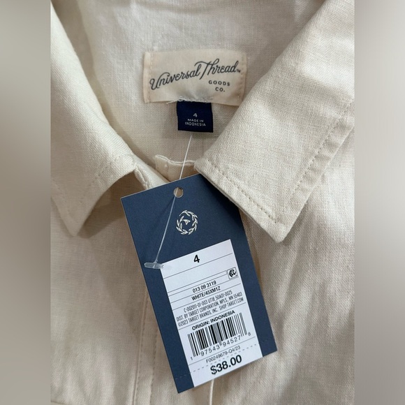 New New Universal Thread Short Sleeve Linen Boilersuit Cream size 4 - Picture 6 of 10
